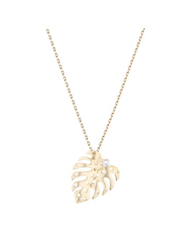 COLLIER OR FEUILLE TROPICALE